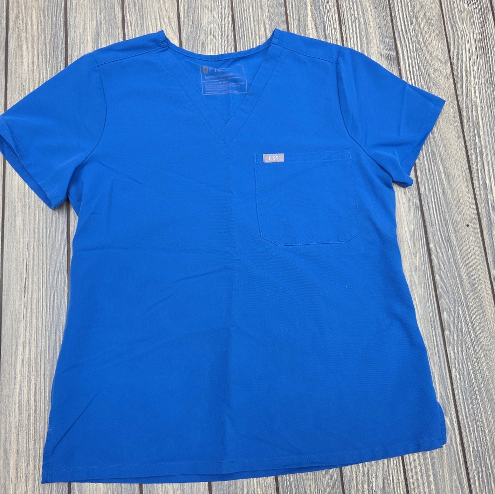 Figs Women's Bright Blue Short Sleeve Techincal Collection Scrubs XSP